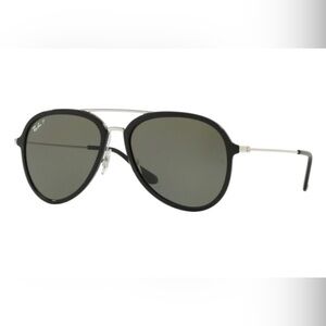 Ray-Ban Polarized Black Silver Sunglasses RB4298-601/9A-57 Modern Aviator EUC